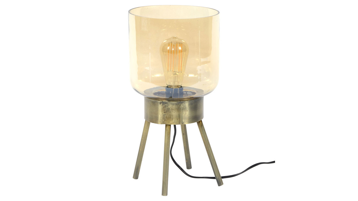 Lampada da tavolo  in metallo effetto bronzo e vetro ombrato AMBRE