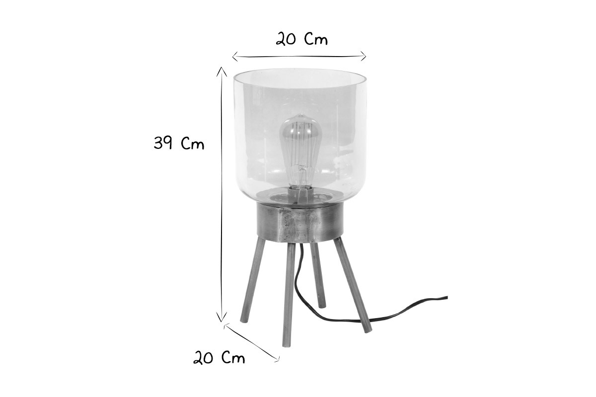 Lampada da tavolo  in metallo effetto bronzo e vetro ombrato AMBRE