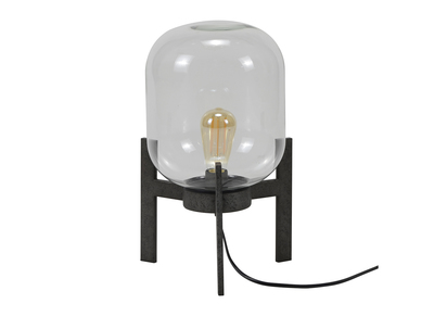 Lampada da tavolo in metallo finitura argento antico e globo in vetro HALCYON