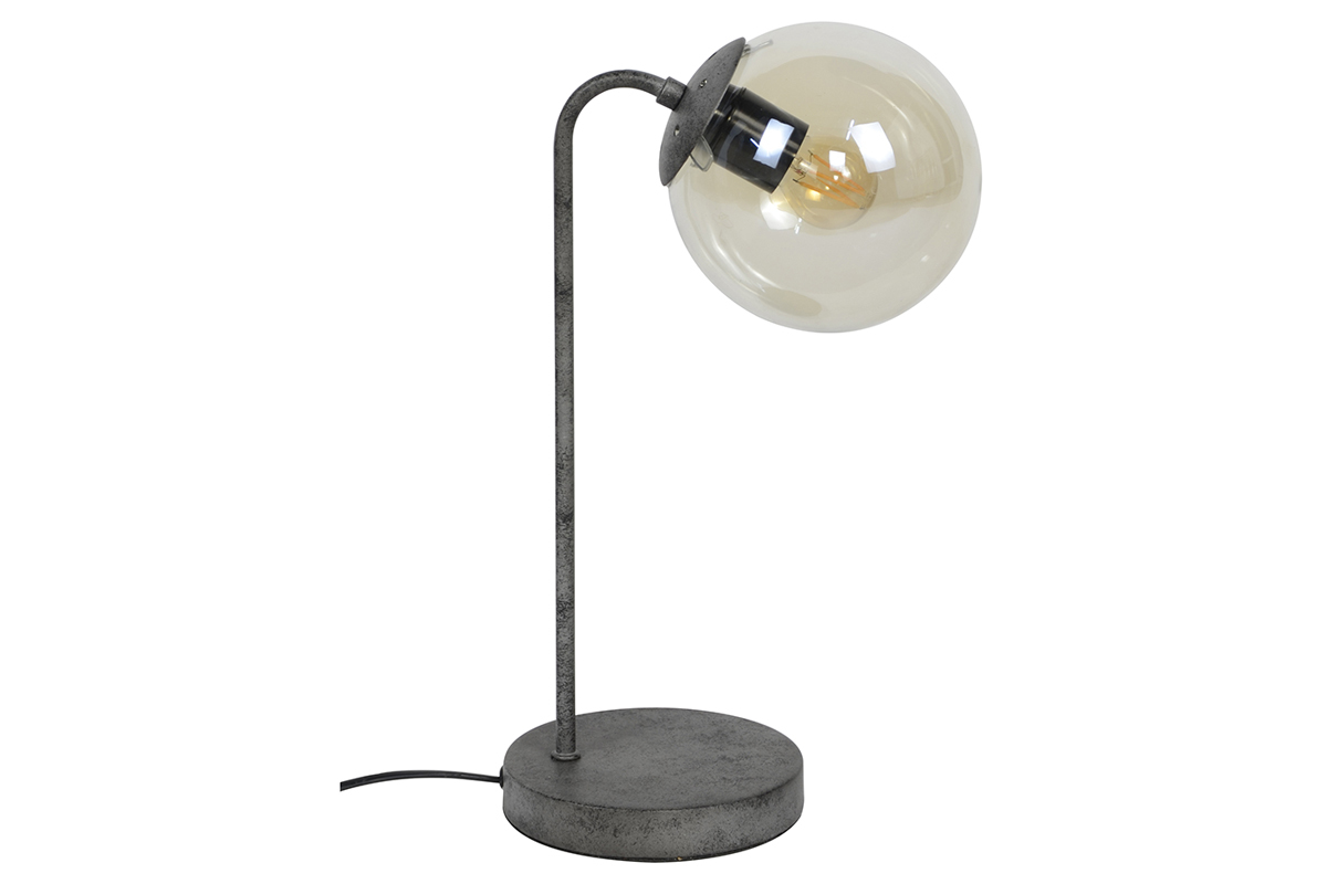 Lampada da tavolo in metallo finitura argento e vetro GLOB
