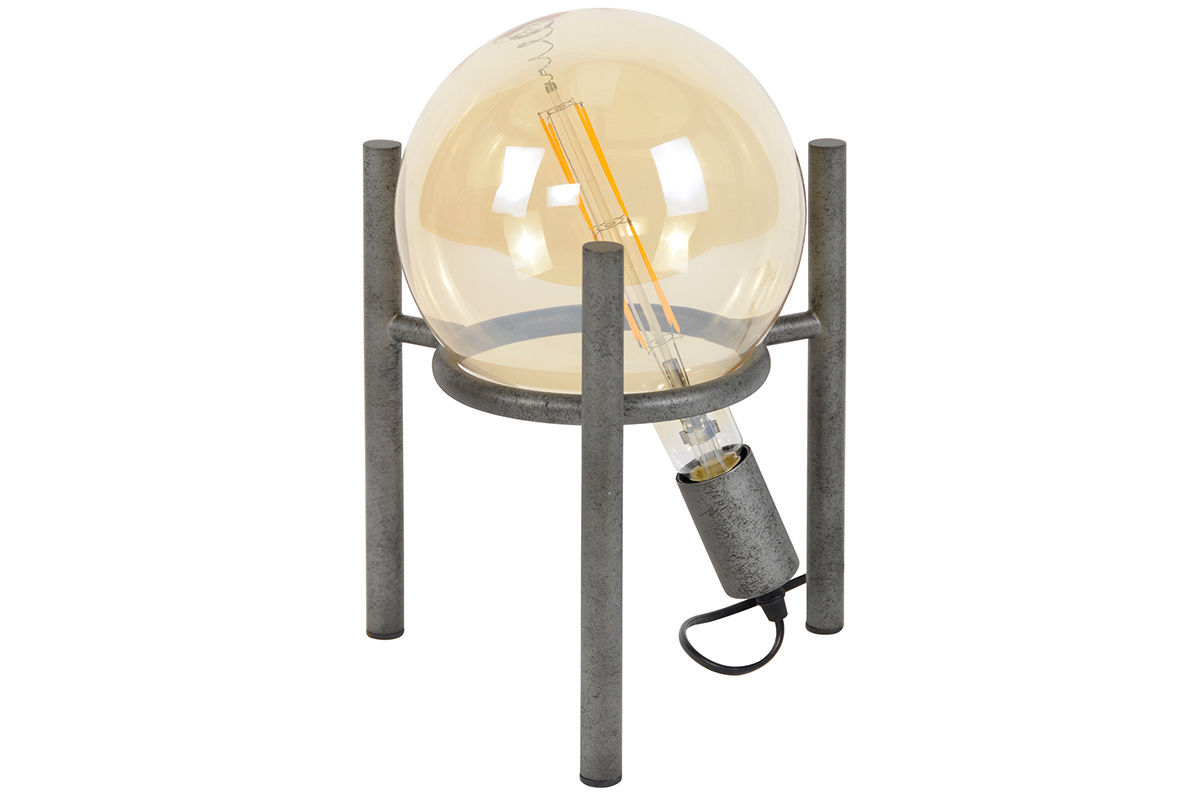 Lampada da tavolo moderna metallo argento antico MARS