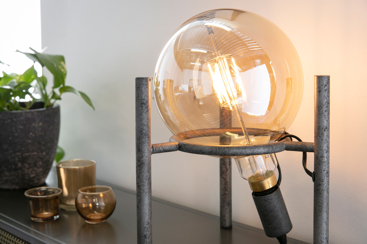 Lampada da tavolo moderna metallo argento antico MARS
