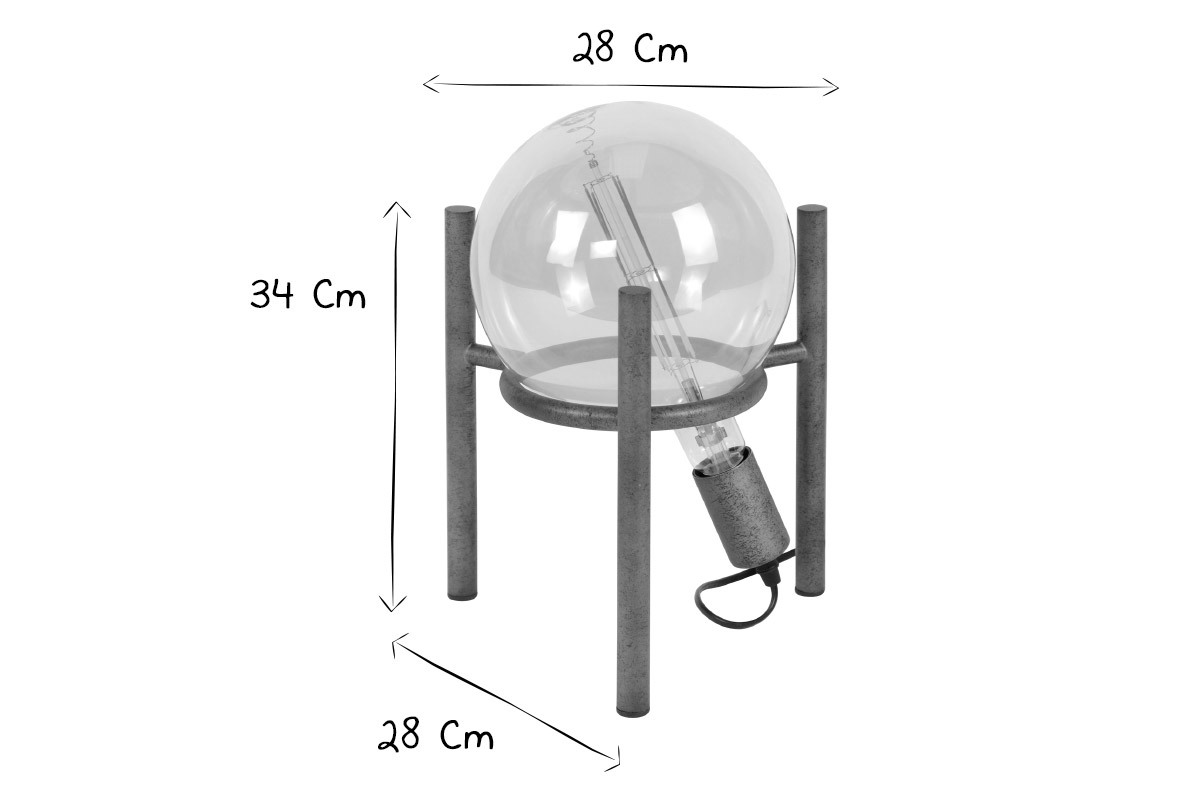Lampada da tavolo moderna metallo argento antico MARS