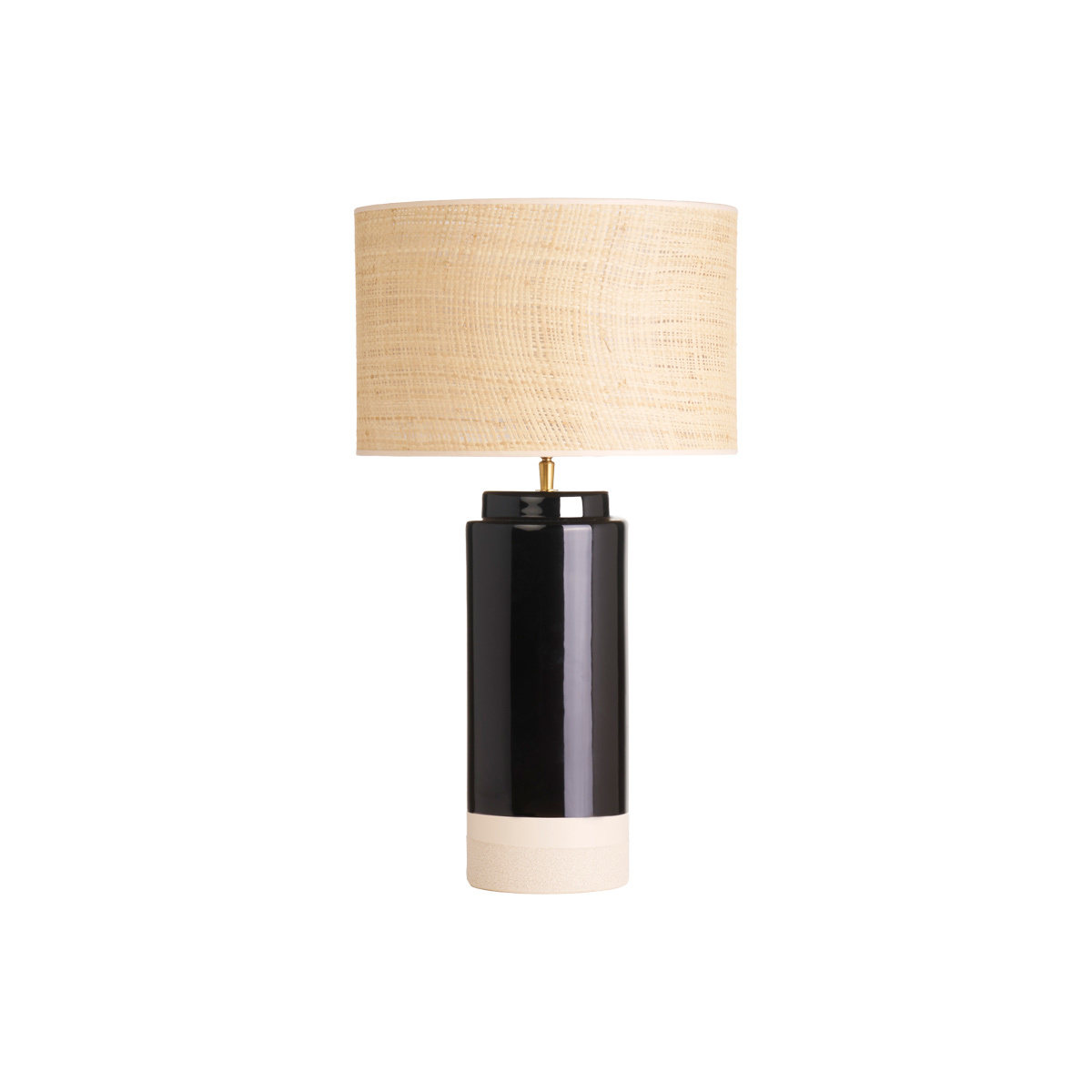 Lampada da tavolo nera in ceramica e paralume in rattan H64 cm MAJES