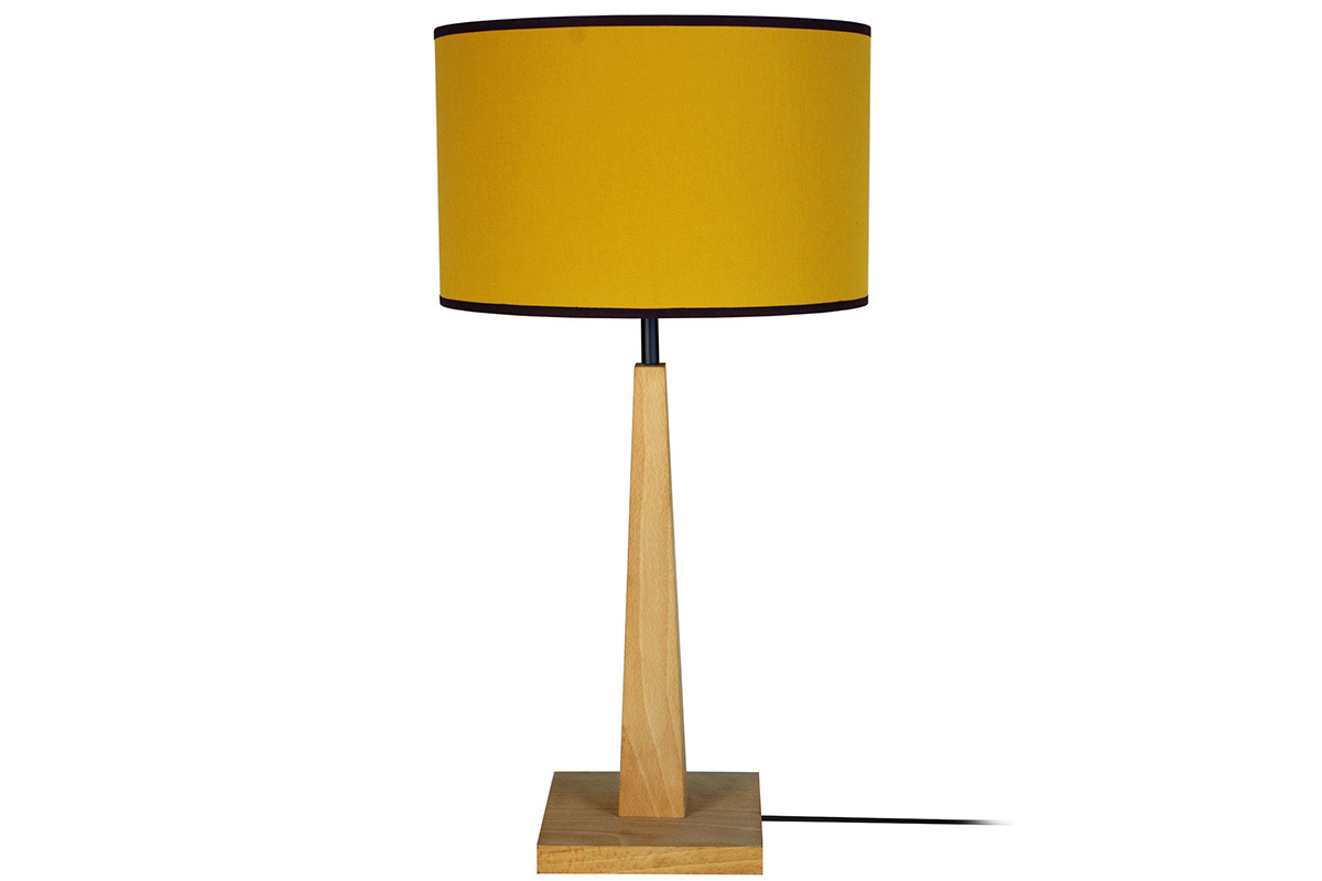 Lampada da tavolo paralume e base legno chiaro colore giallo NIDRA