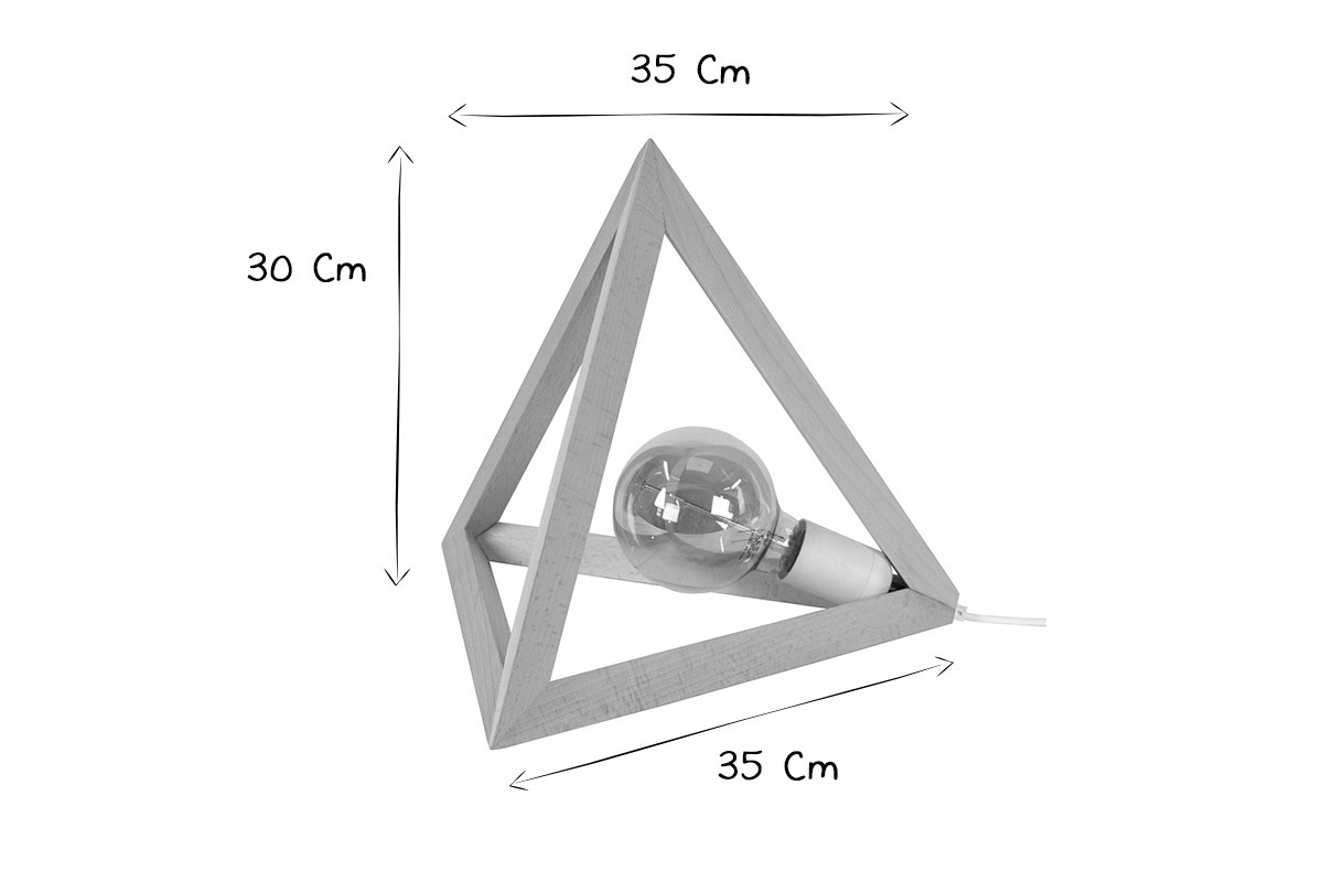 Lampada da tavolo piramidale di legno DUNE