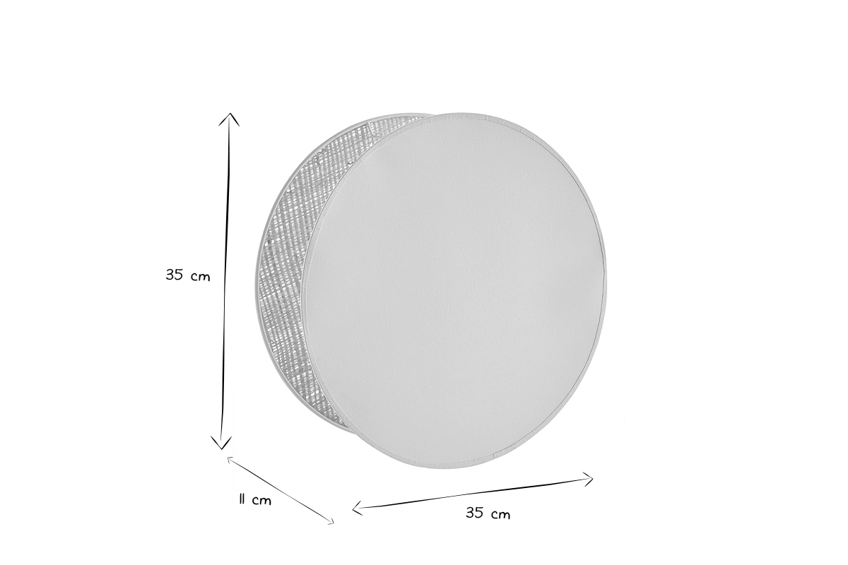 Lampada da tavolo rotonda bi-materiale in tessuto rosa chiaro e fibra di rafia naturale D35 cm VERSO