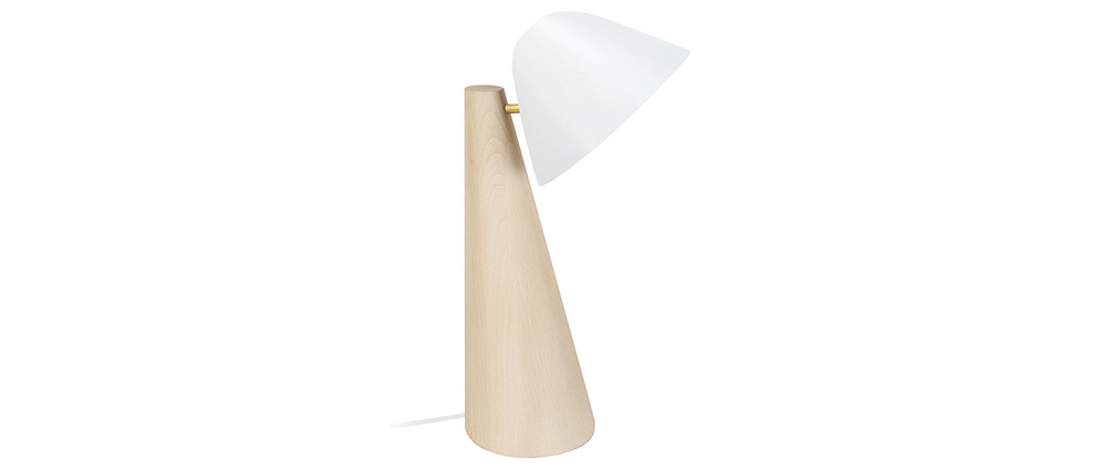 Lampada da tavolo scandinava in legno chiaro e bianco FARO