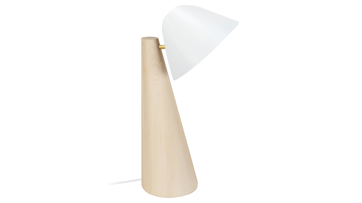 Lampada da tavolo scandinava in legno chiaro e bianco FARO