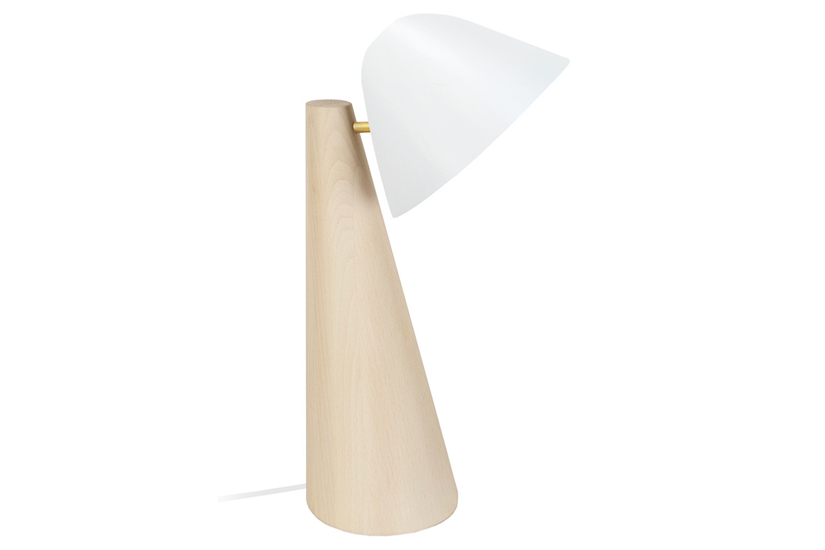 Lampada da tavolo scandinava in legno chiaro e bianco FARO