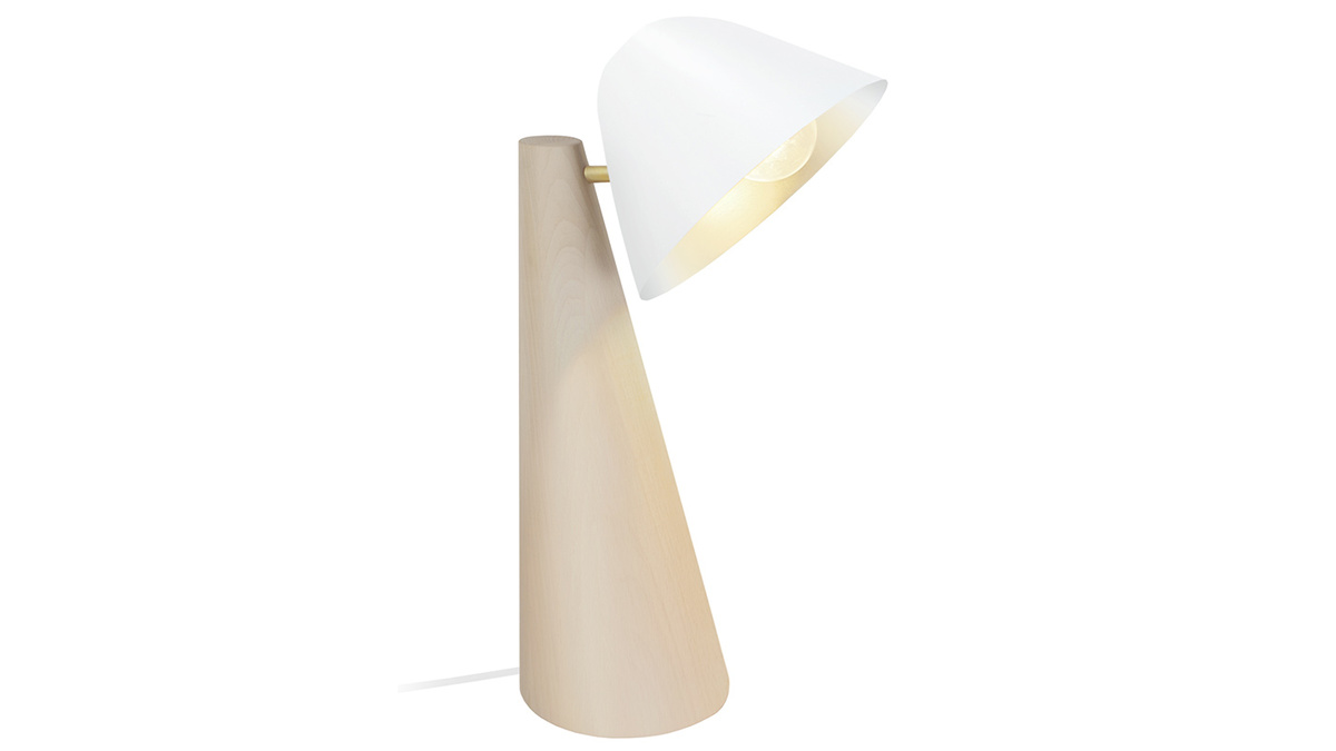 Lampada da tavolo scandinava in legno chiaro e bianco FARO