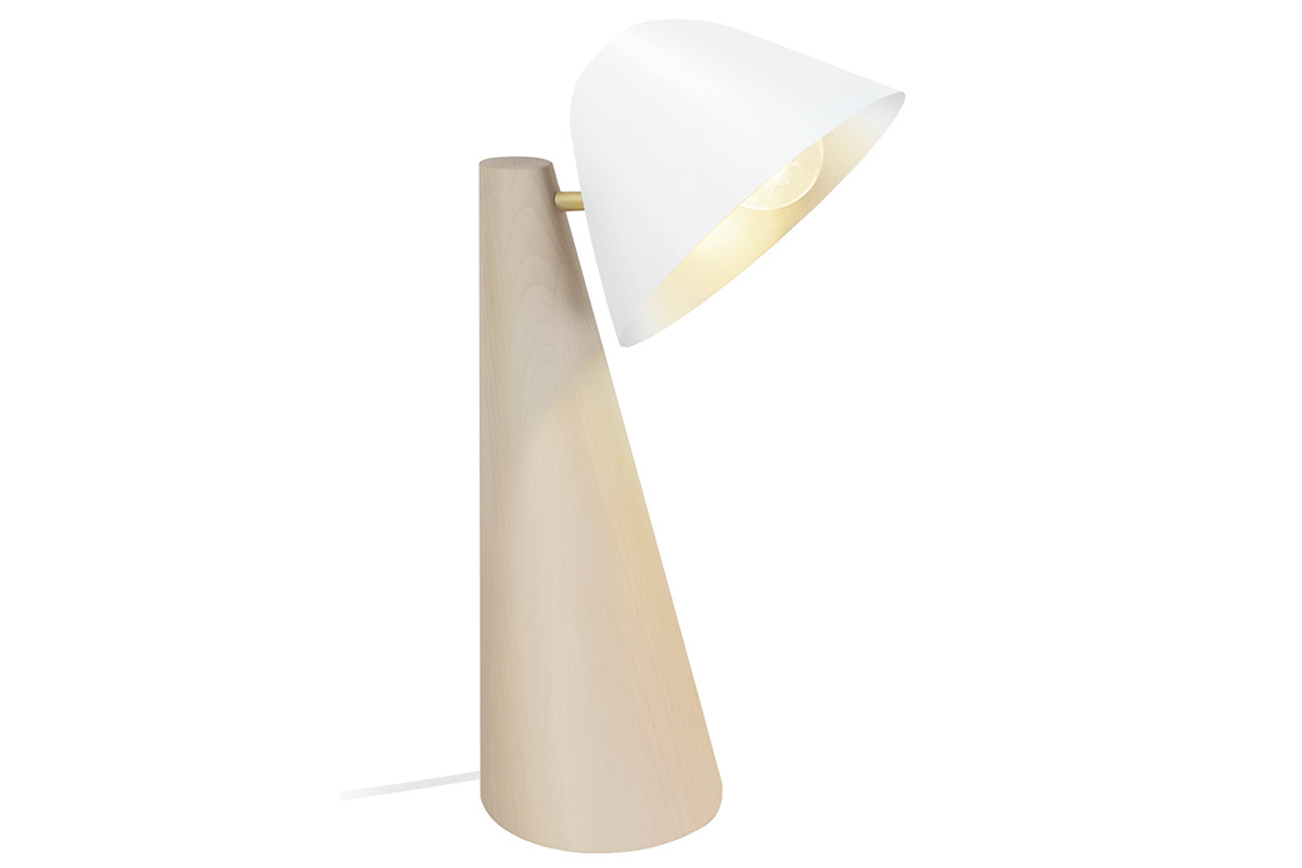 Lampada da tavolo scandinava in legno chiaro e bianco FARO