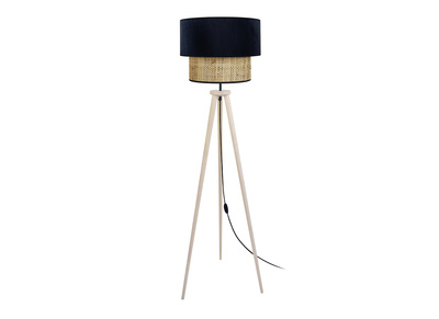 Lampada da terra bi-materiale juta e velluto nero D40 cm CHILL - Lampada da terra bi-materiale juta e velluto nero D40 cm CHILL