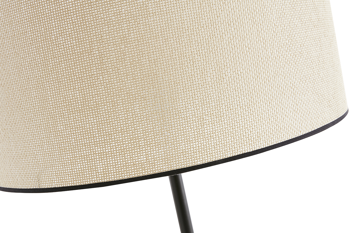 Lampada da terra con paralume in carta intrecciata naturale e metallo nero H160 cm ZETA