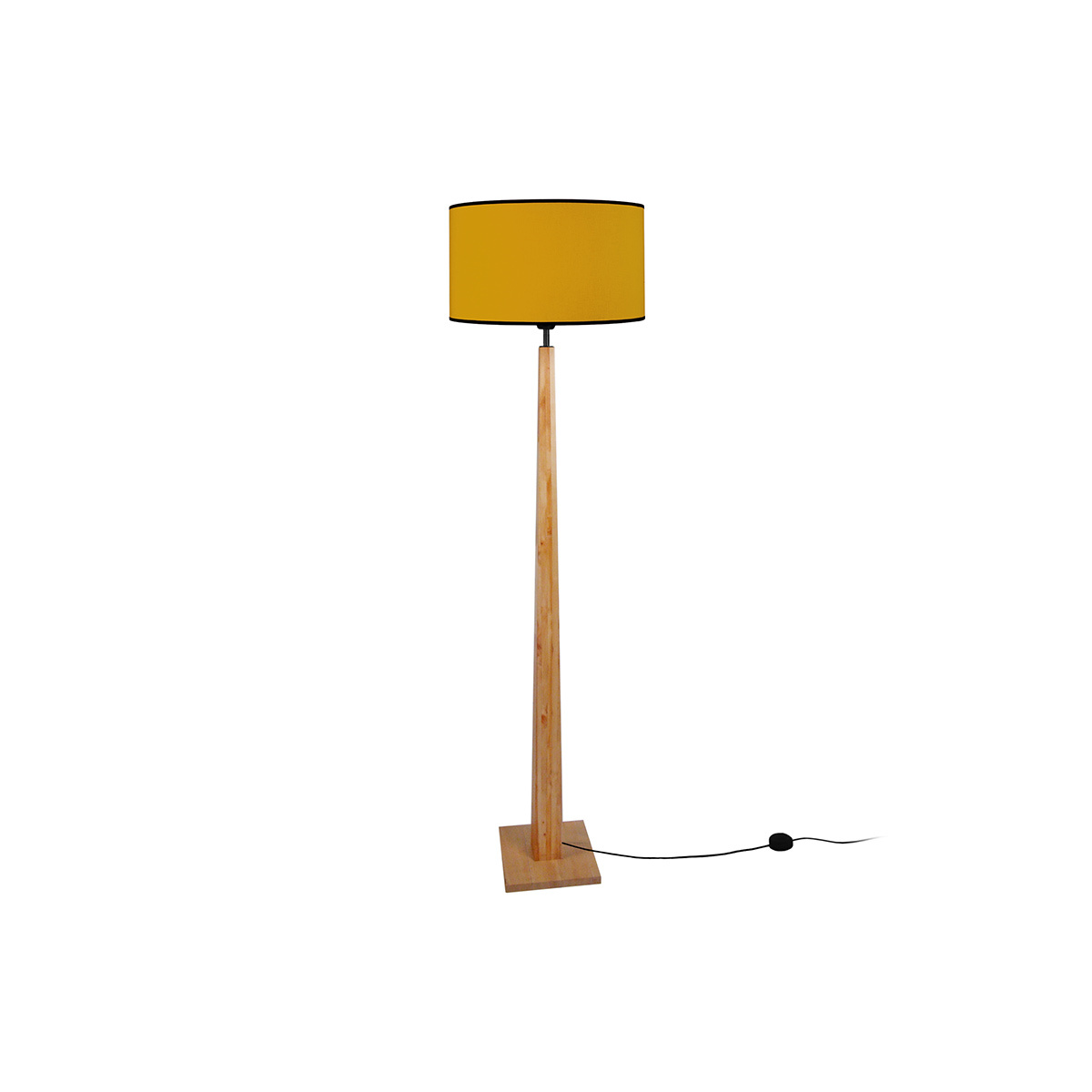 Lampada da terra paralume giallo e base legno chiaro NIDRA