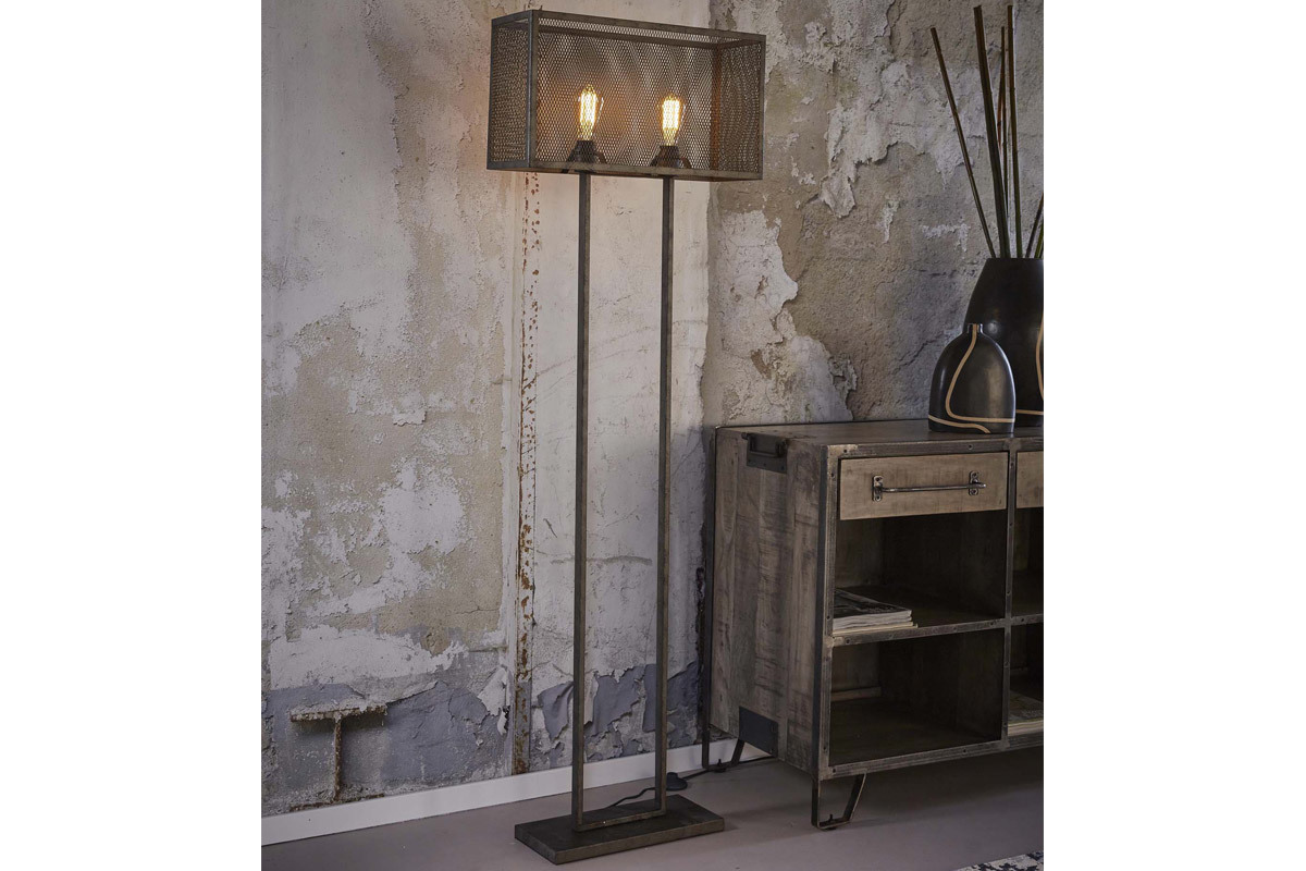 Lampada design in metallo invecchiato perforata 2 lampadine GITTER