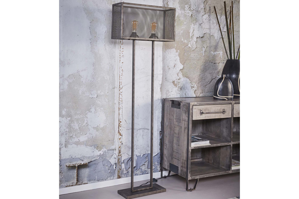 Lampada design in metallo invecchiato perforata 2 lampadine GITTER