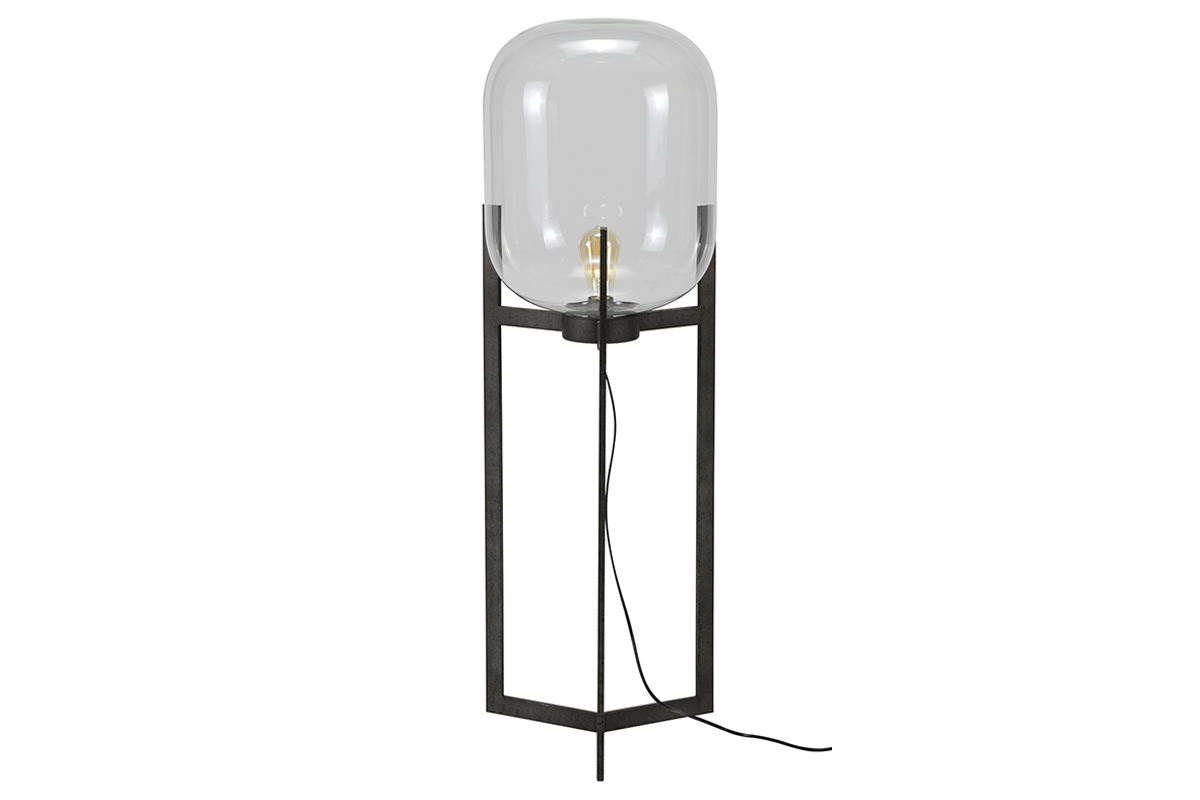 Lampada in metallo finizione argento antico e globo in vetro HALCYON