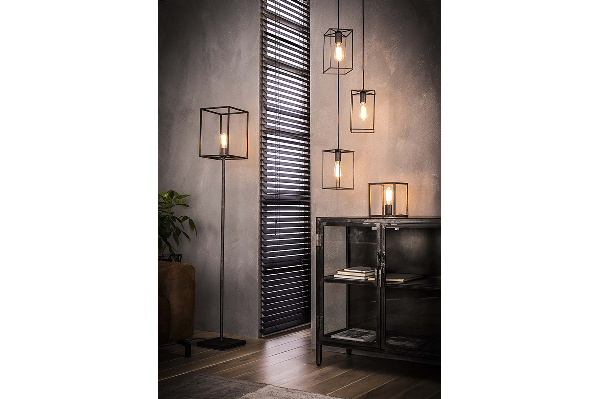 Lampada industriale in metallo finizione argento anziano ARCHI