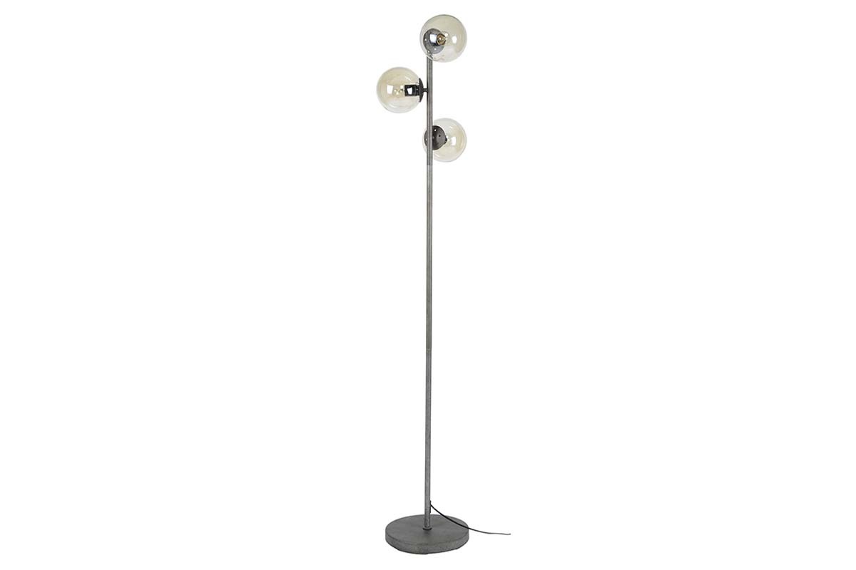 Lampada industriale in vetro e metallo finizione argento anziano GLOB