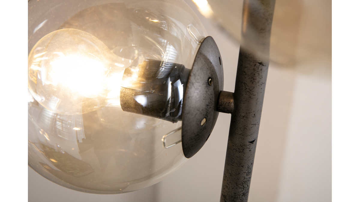 Lampada industriale in vetro e metallo finizione argento anziano GLOB