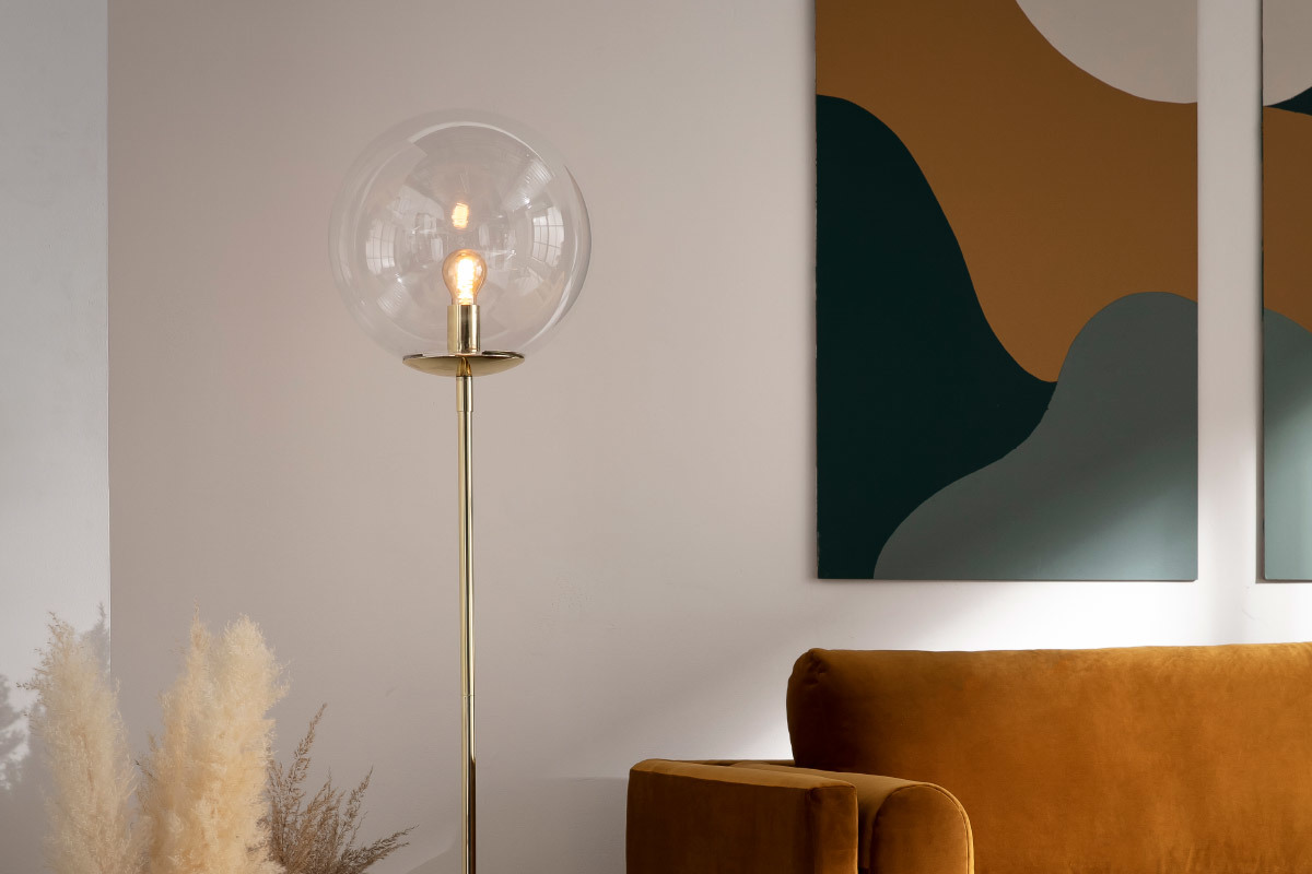 Lampada piede metallo dorato e vetro SOAP