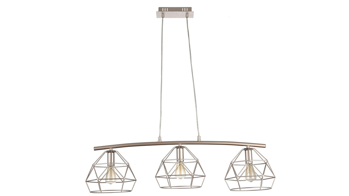 Lampadario a filo, di design, in metallo, colore: Beige, 3 lampade, modello: BALUNG