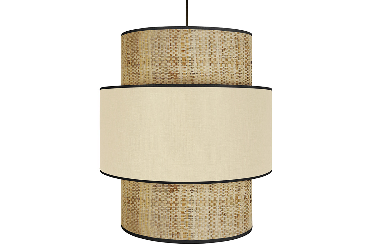 Lampadario bimaterico in iuta e tessuto naturale D40 cm CHILL