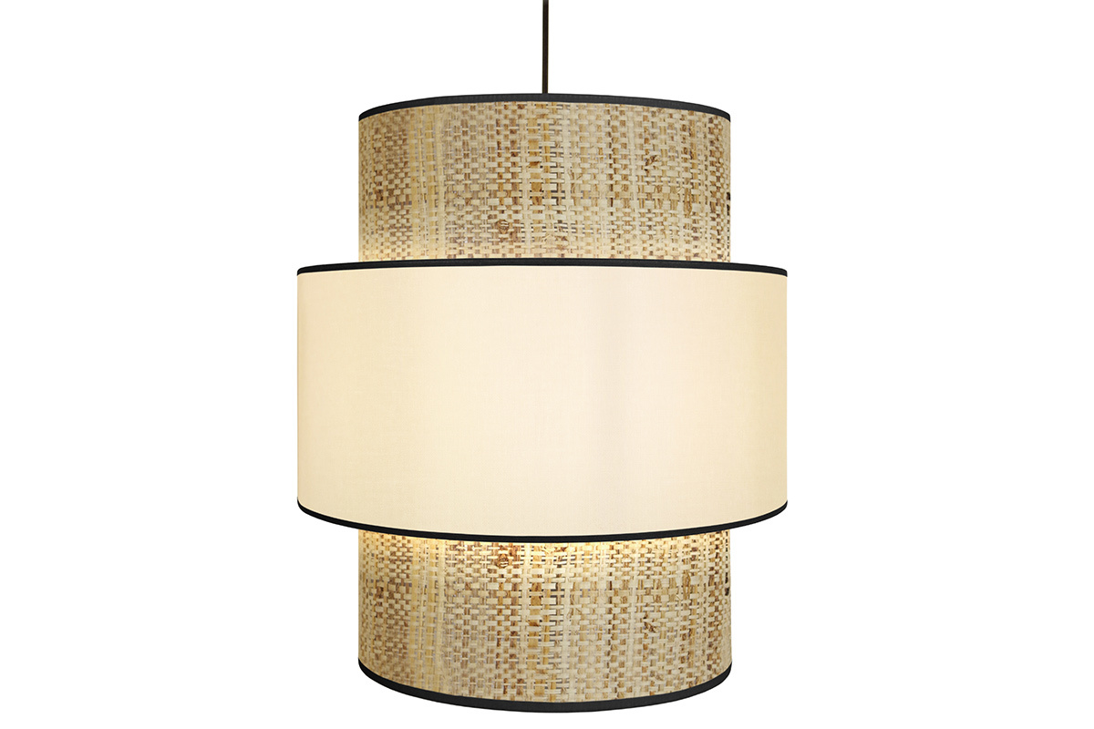 Lampadario bimaterico in iuta e tessuto naturale D40 cm CHILL