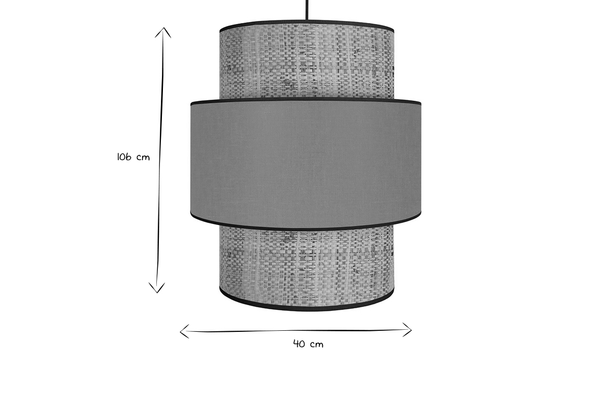 Lampadario bimaterico in iuta e tessuto senape D40 cm CHILL