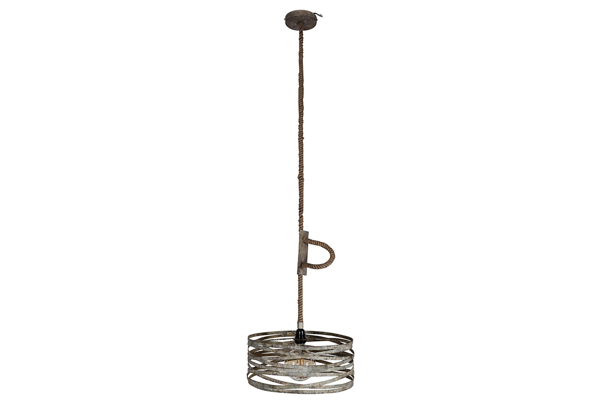Lampadario con corda e zinco antico ROPE