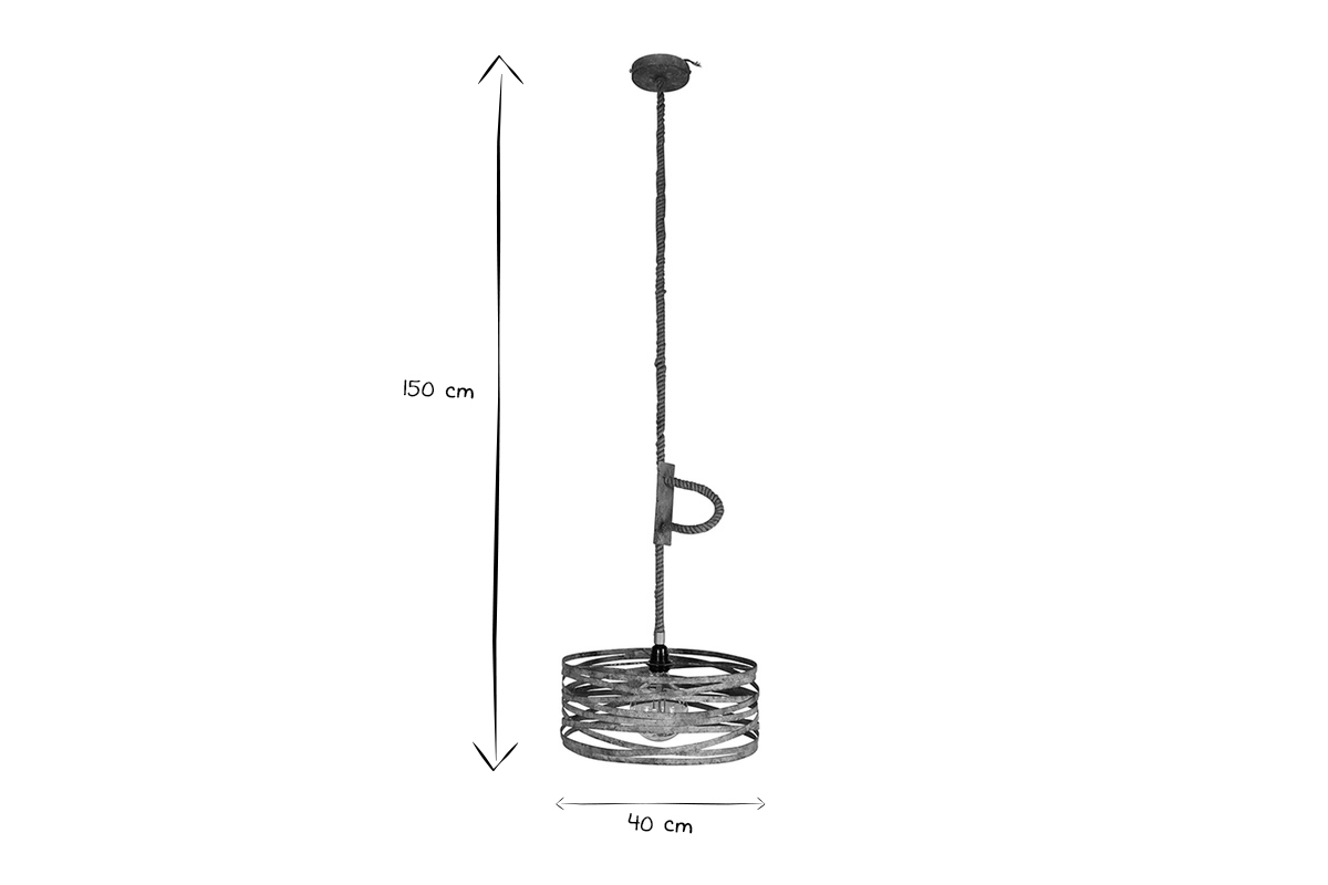 Lampadario con corda e zinco antico ROPE