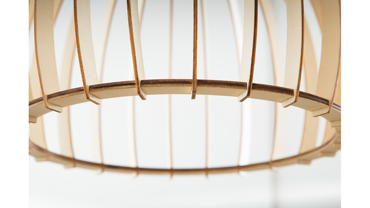 Lampadario design in legno chiaro 28 cm FIJI