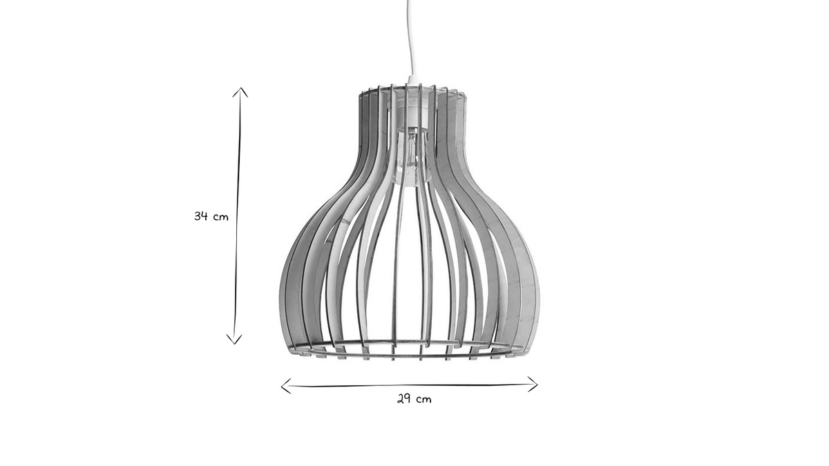 Lampadario design in legno chiaro 28 cm FIJI