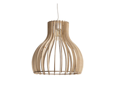 Lampadario design in legno chiaro 28 cm FIJI
