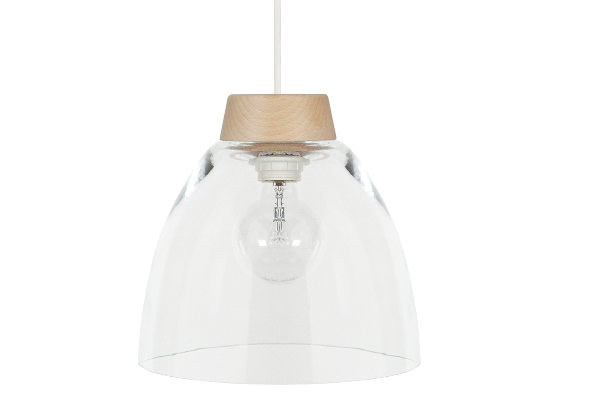 Lampadario design in legno e vetro BORA