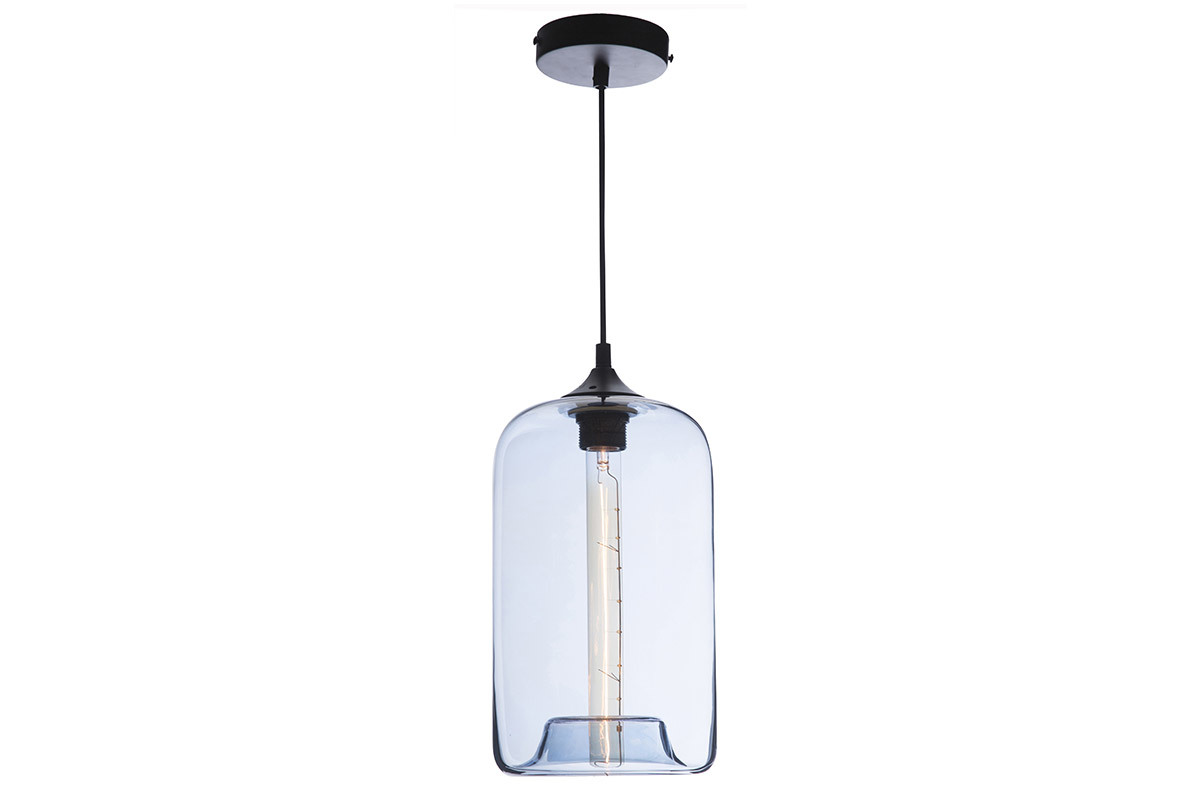 Lampadario design in vetro soffiato trasparente Blu MILAN