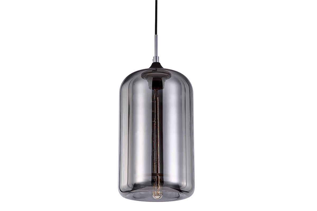 Lampadario design in vetro soffiato trasparente Nero MILAN