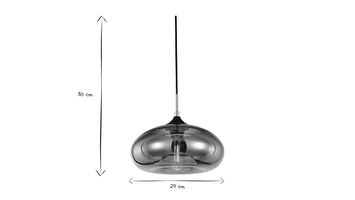 Lampadario design in vetro soffiato trasparente Nero MISTIC