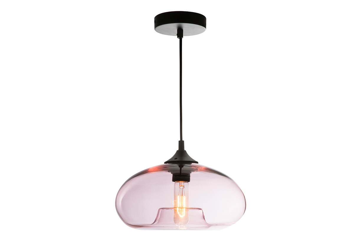 Lampadario design in vetro soffiato trasparente Rosa MISTIC
