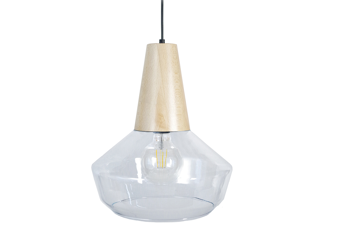 Lampadario design legno e vetro BARTH