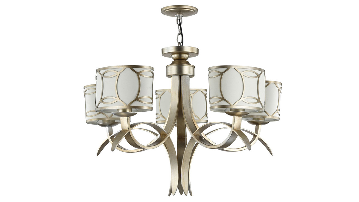 Lampadario di design, 5 lampade, in metallo dorato, modello: FIBI