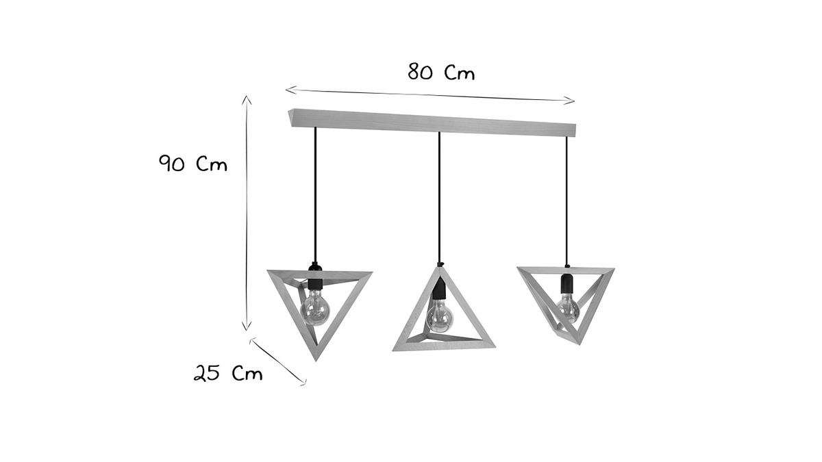 Lampadario di design in legno a 3 luci DUNE