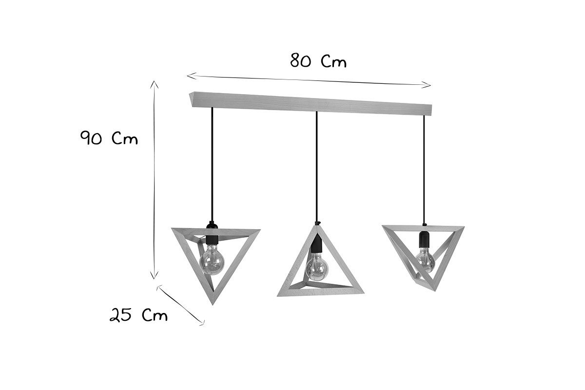 Lampadario di design in legno a 3 luci DUNE