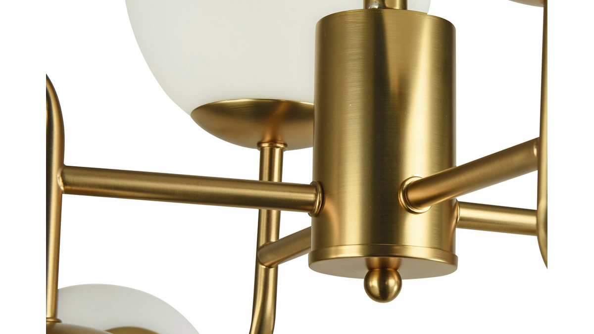 Lampadario di design in metallo dorato e in vetro, modello: AUREOL