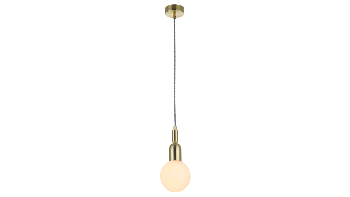 Lampadario di design, in metallo ottone, e globo in vetro, modello: BULB