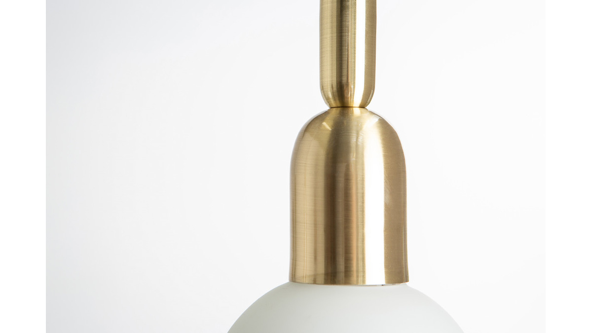 Lampadario di design, in metallo ottone, e globo in vetro, modello: BULB