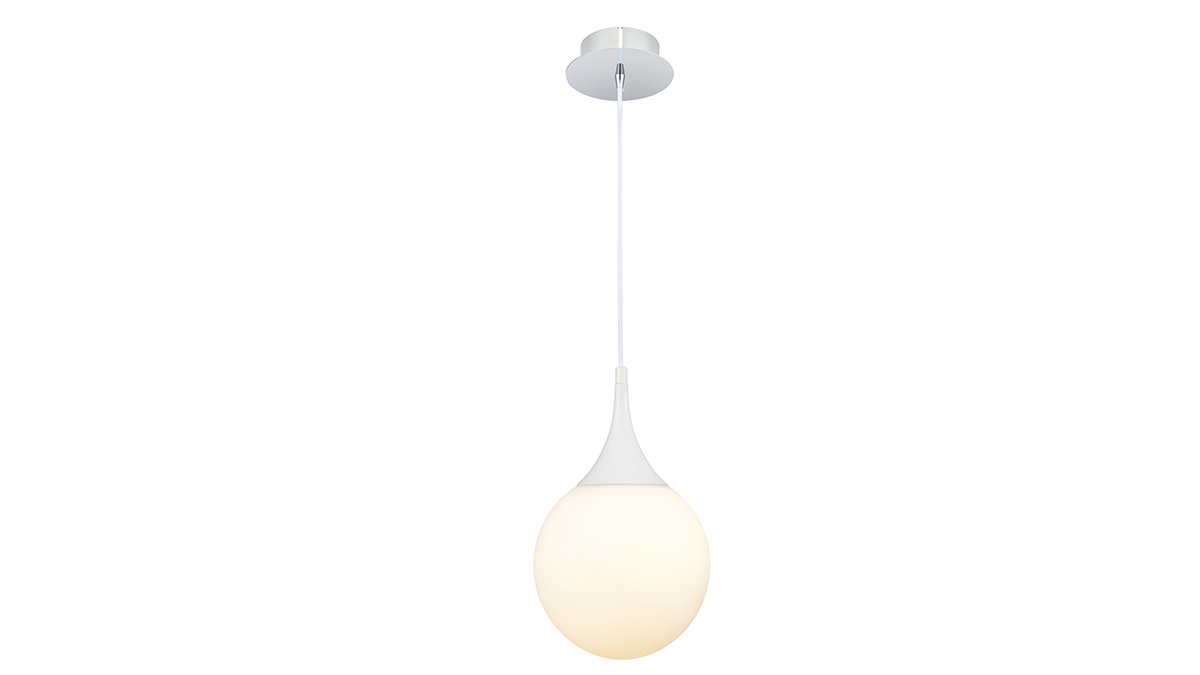 lampadario di design in vetro, colore: Bianco, 20cm, modello: DUKE