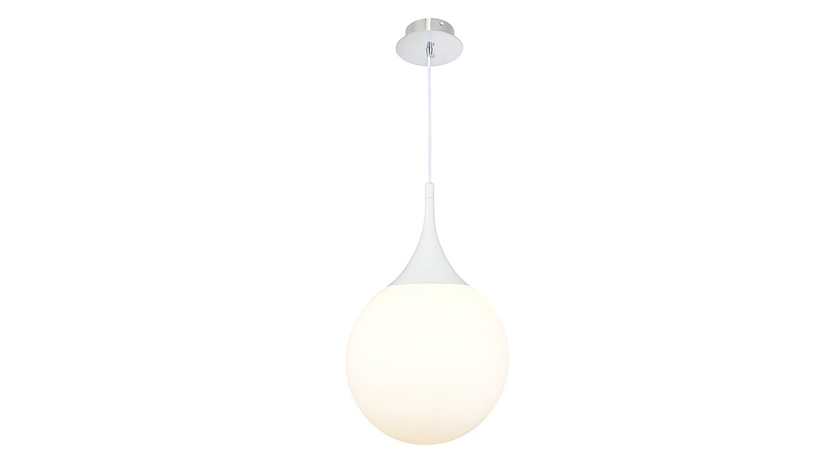 lampadario di design in vetro, colore: Bianco, 30 cm, modello: DUKE