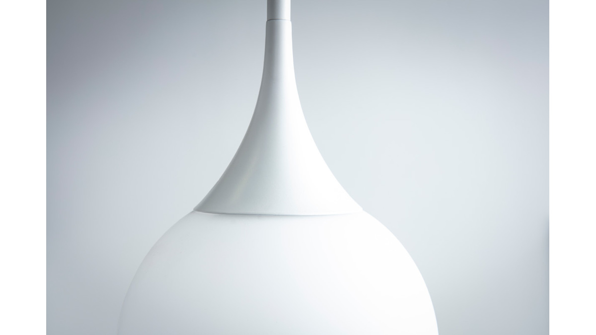 lampadario di design in vetro, colore: Bianco, 30 cm, modello: DUKE